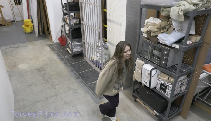 Woman hopping on one foot. Wearing only one shoe.